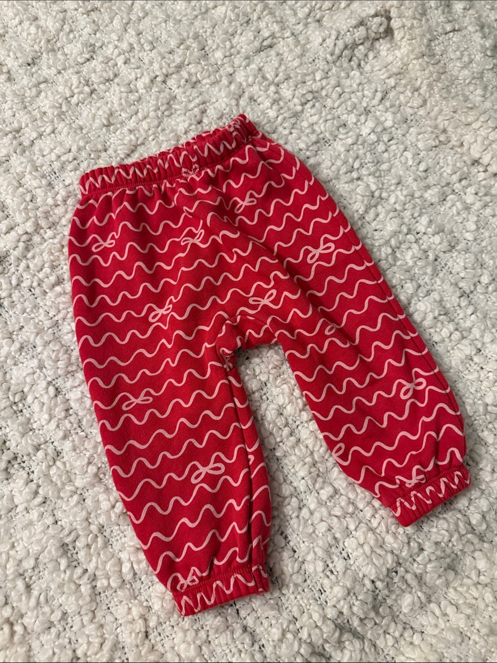 Old Navy Red Sweatpants with White Wave & Bow Print